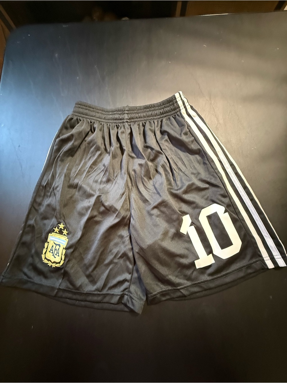Argentina National Team Black Soccer Shorts #10 Messi Youth Size Medium